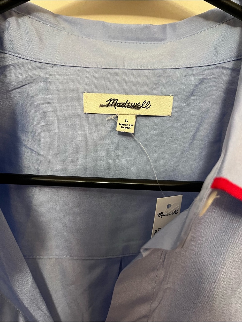 Madewell Light Blue Long-Sleeve Shirt with Red Piping - Picture 5 of 9